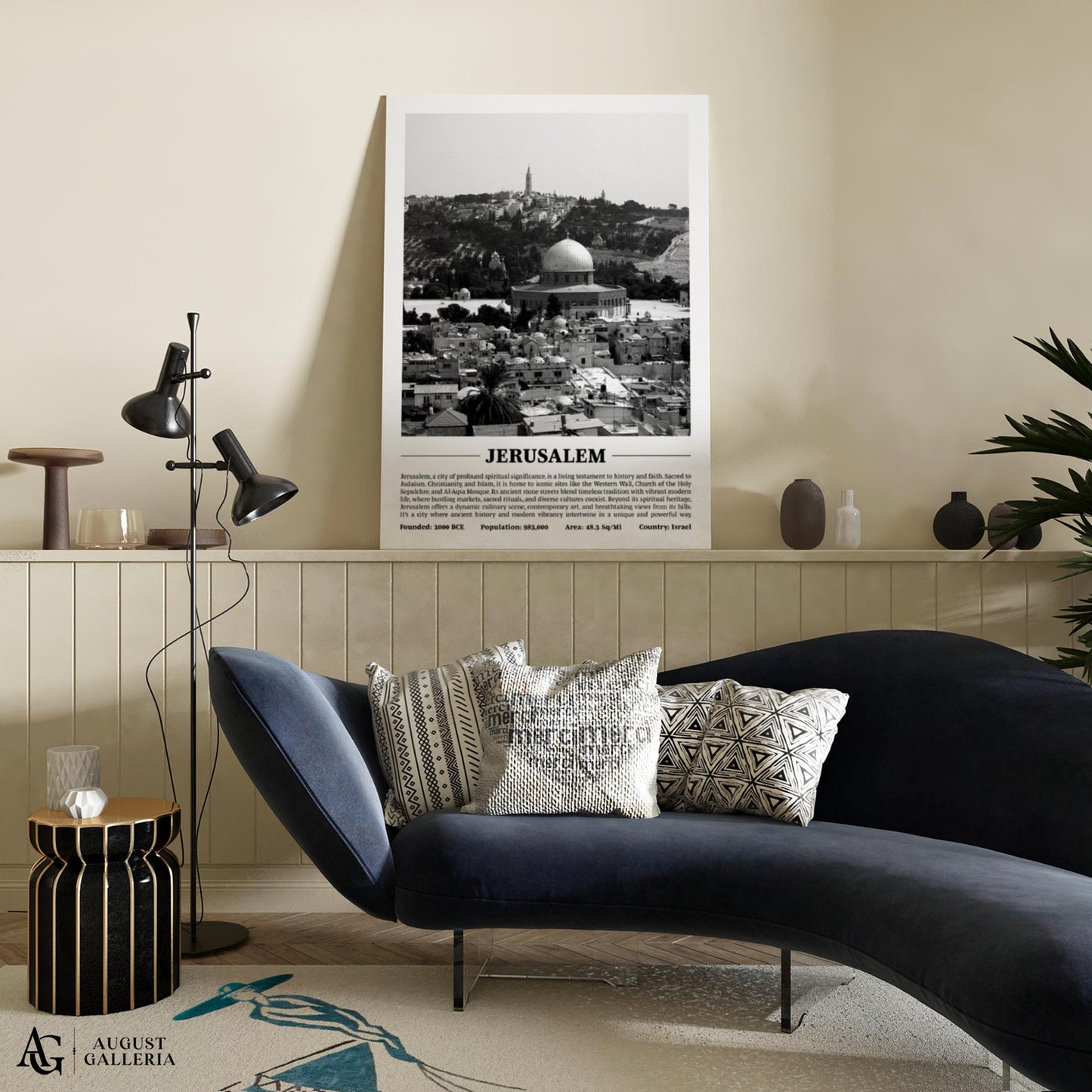 Jerusalem Black & White City Print