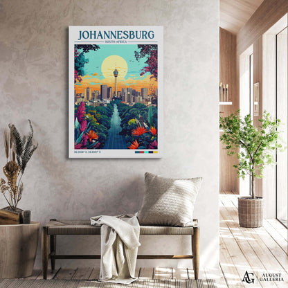Johannesburg South Africa Retro Travel Print