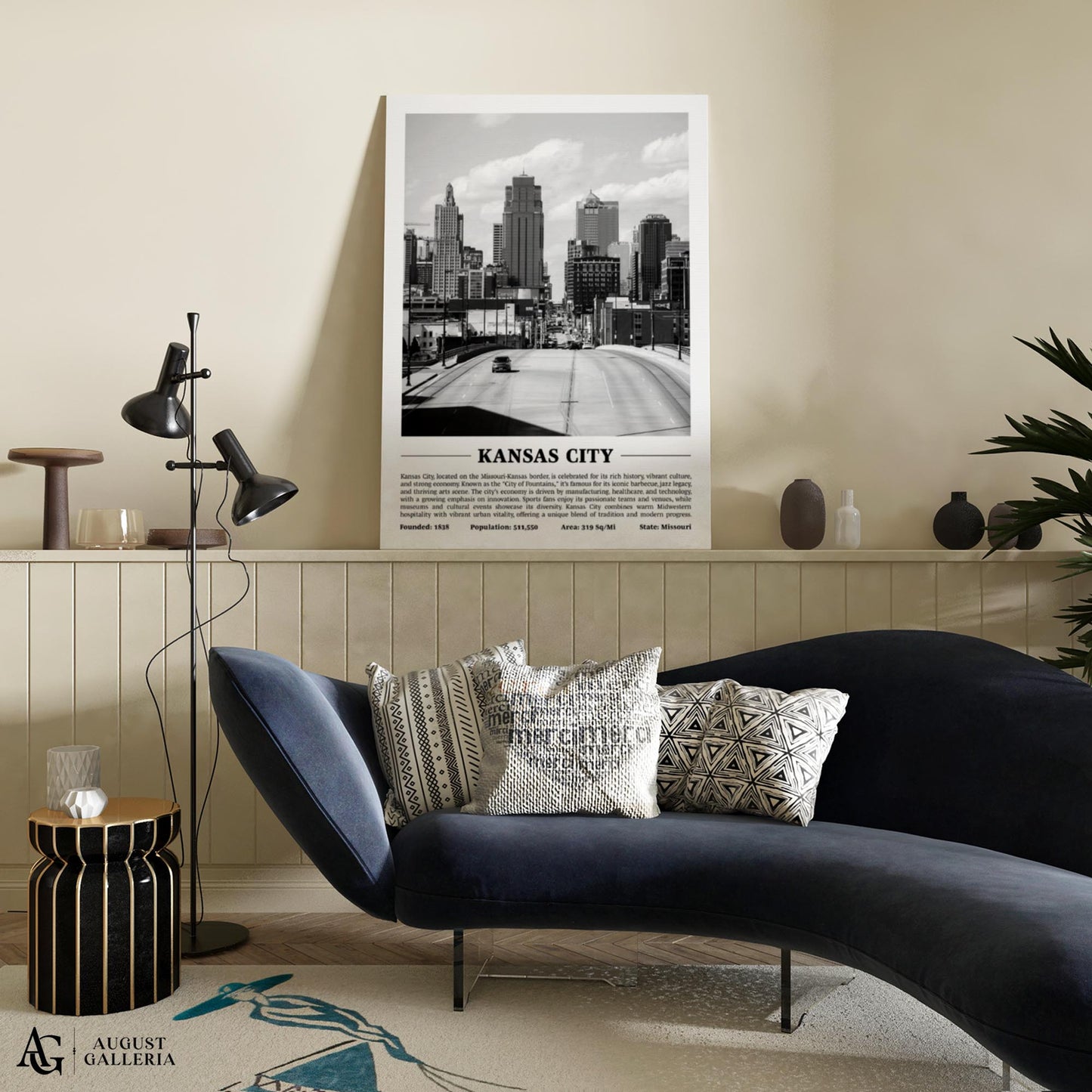 Kansas City Black & White City Print