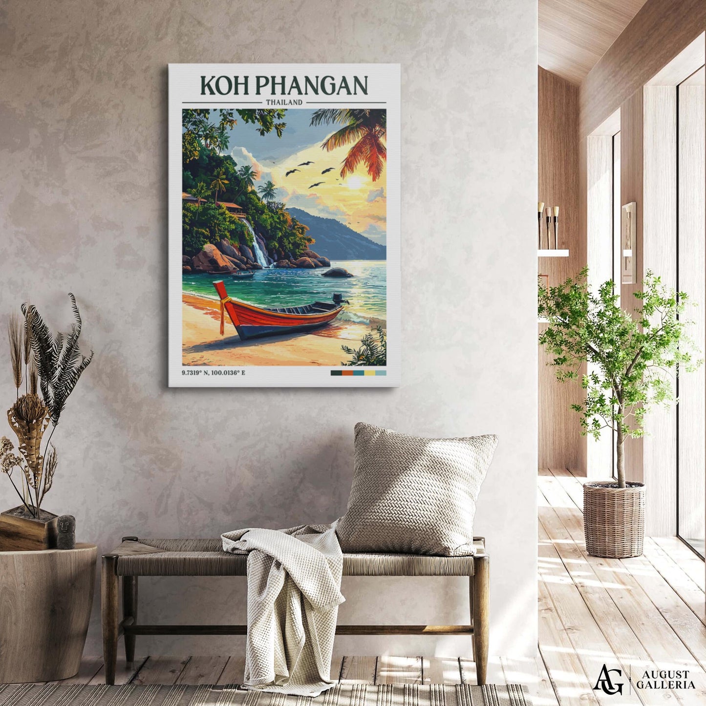 Koh Phangan Thailand Retro Travel Print
