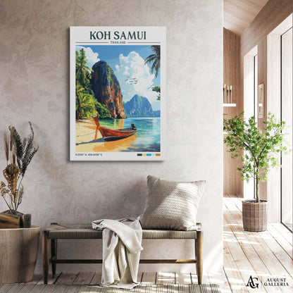 Koh Samui Thailand Retro Travel Print
