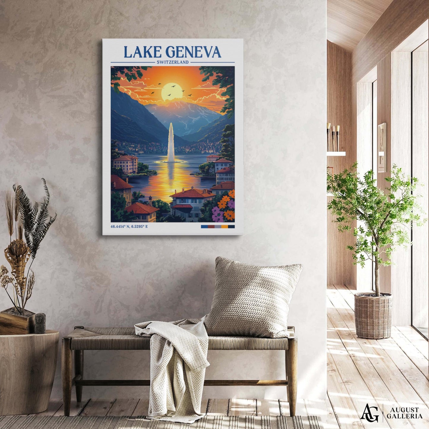 Lake Geneva Retro Travel Print