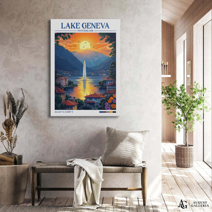 Lake Geneva Retro Travel Print