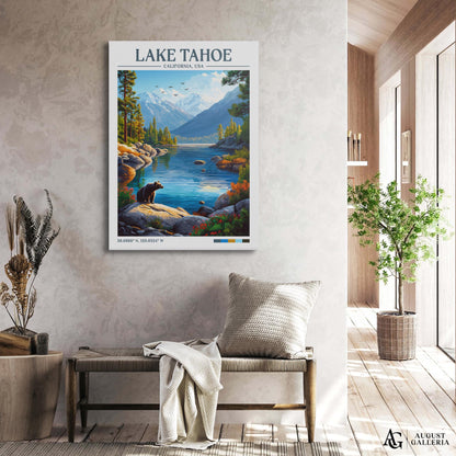 Lake Tahoe Retro Travel Print