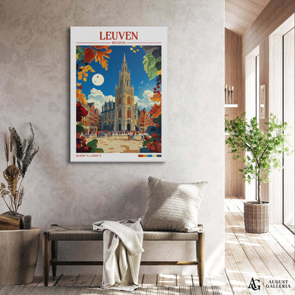 Leuven Belgium Retro Travel Print