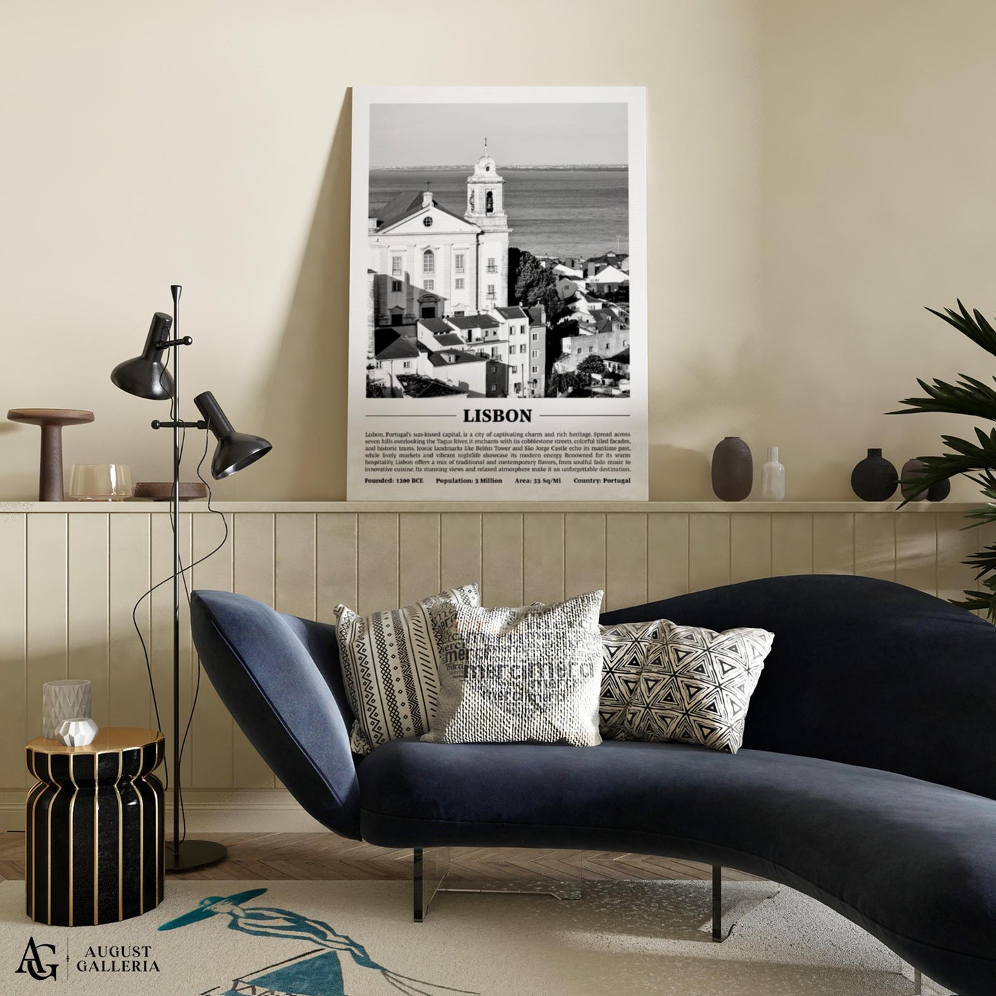 Lisbon Black & White City Print