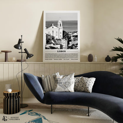 Lisbon Black & White City Print