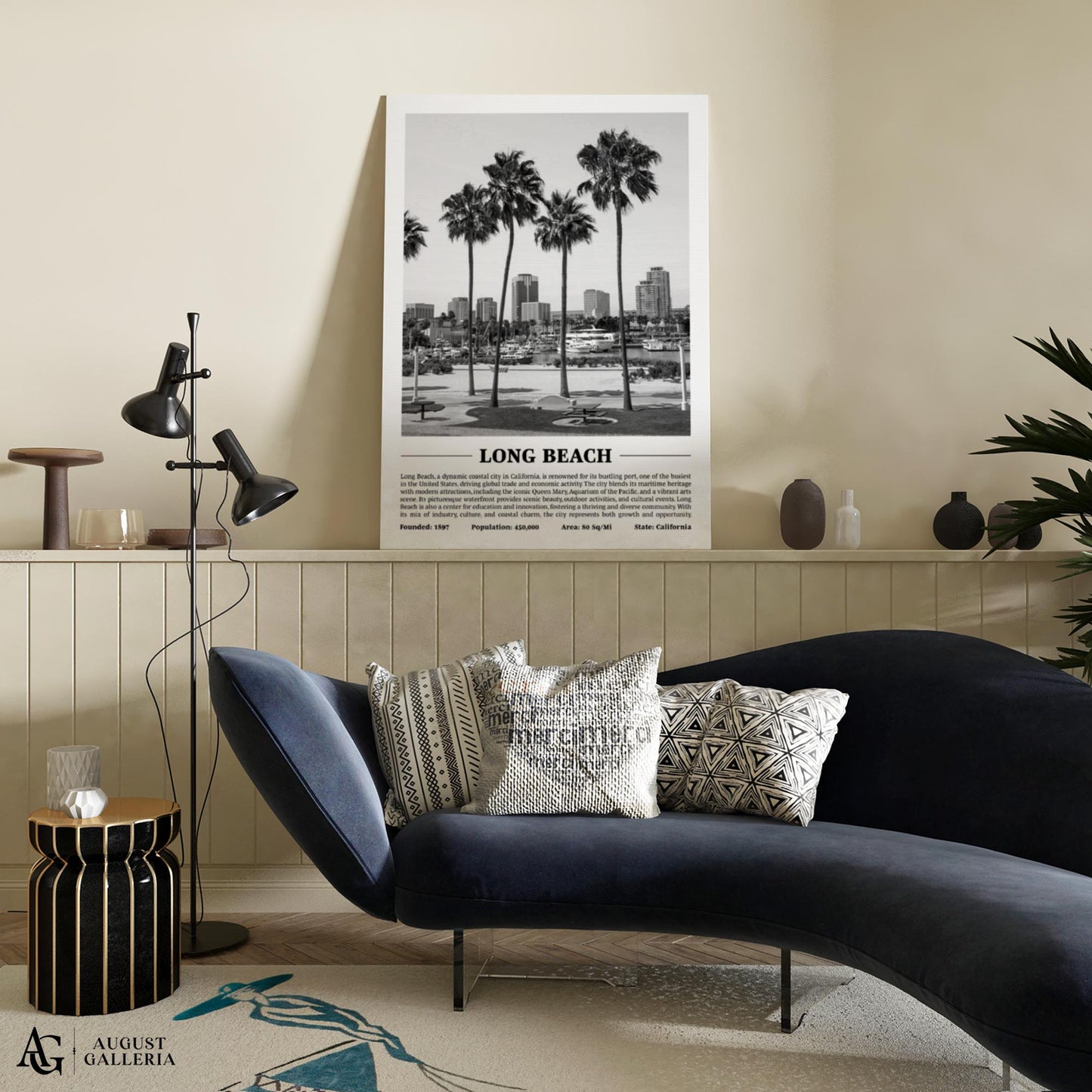 Long Beach Black & White City Print