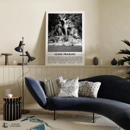 Luang Prabang Black & White City Print