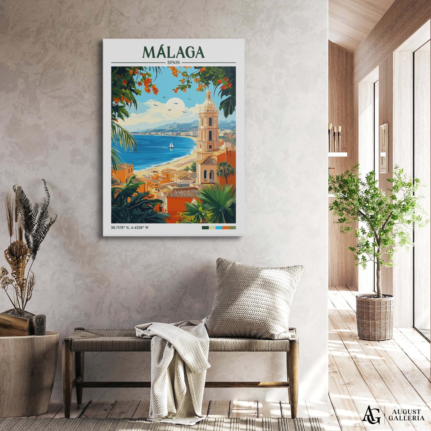 Málaga Spain Retro Travel Print
