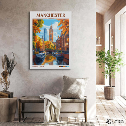 Manchester England Retro Travel Print