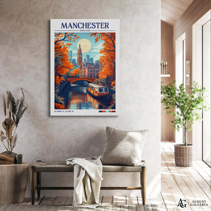 Manchester England Retro Travel Print