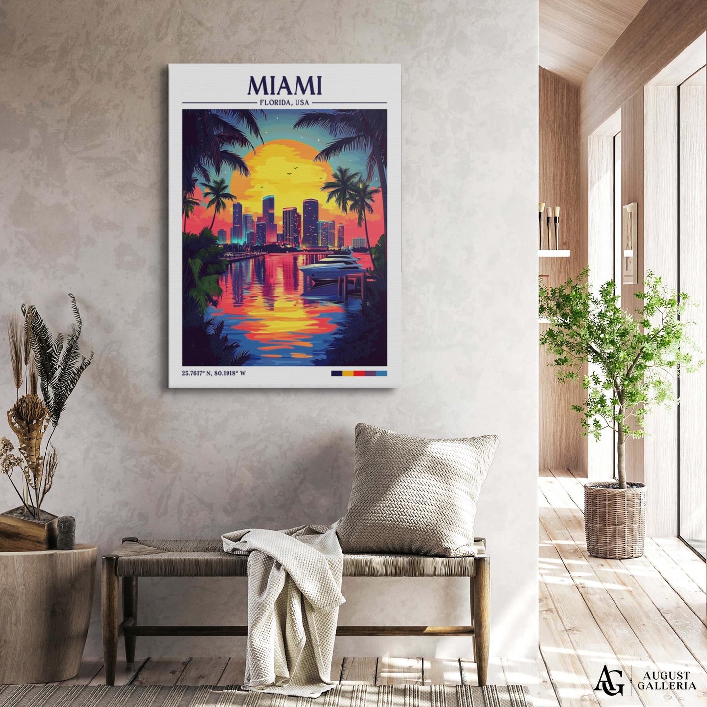 Miami Florida Retro Travel Print