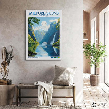 Milford Sound Retro Travel Print