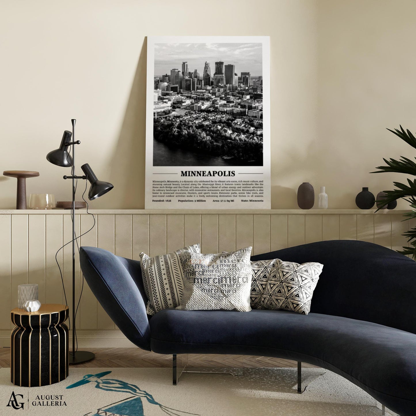 Minneapolis Black & White City Print