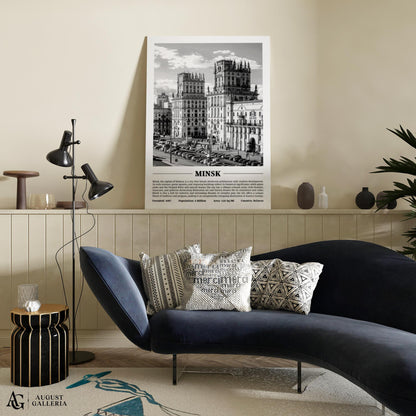 Minsk Black & White City Print