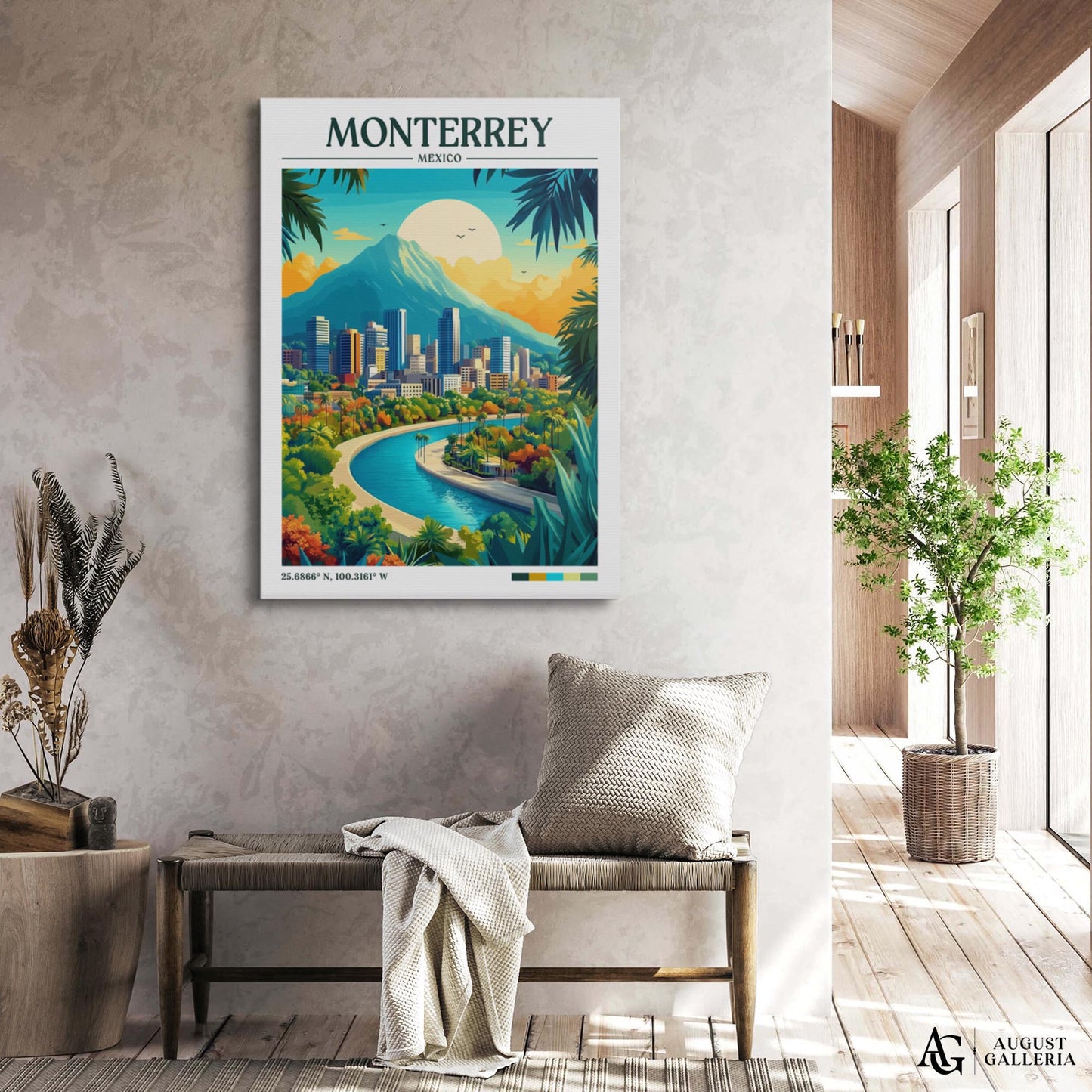 Monterrey Mexico Retro Travel Print