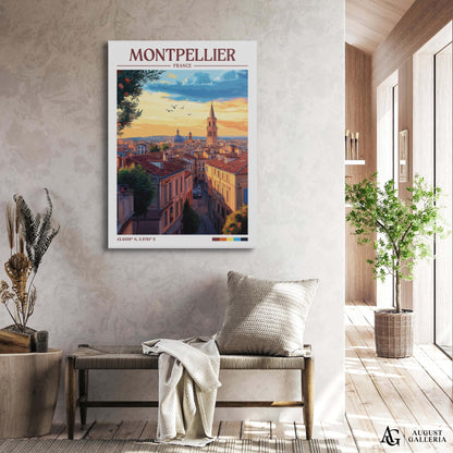 Montpellier France Retro Travel Print