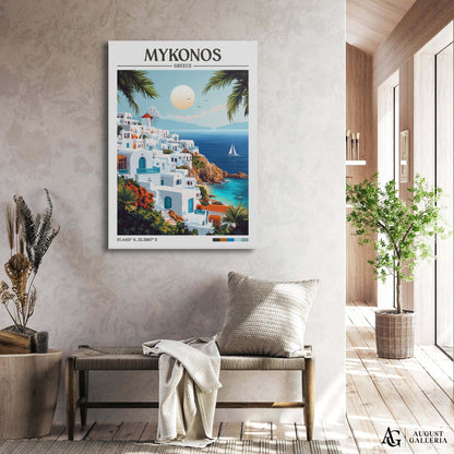 Mykonos Greece Retro Travel Print