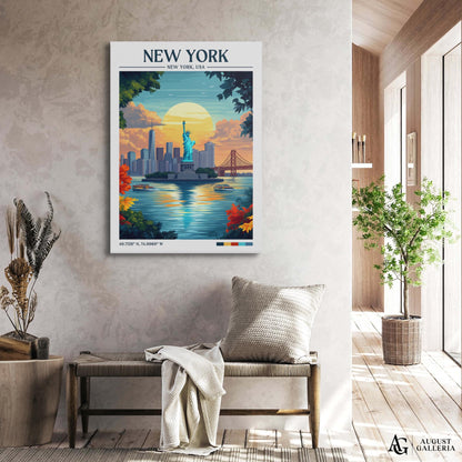 New York Retro Travel Print