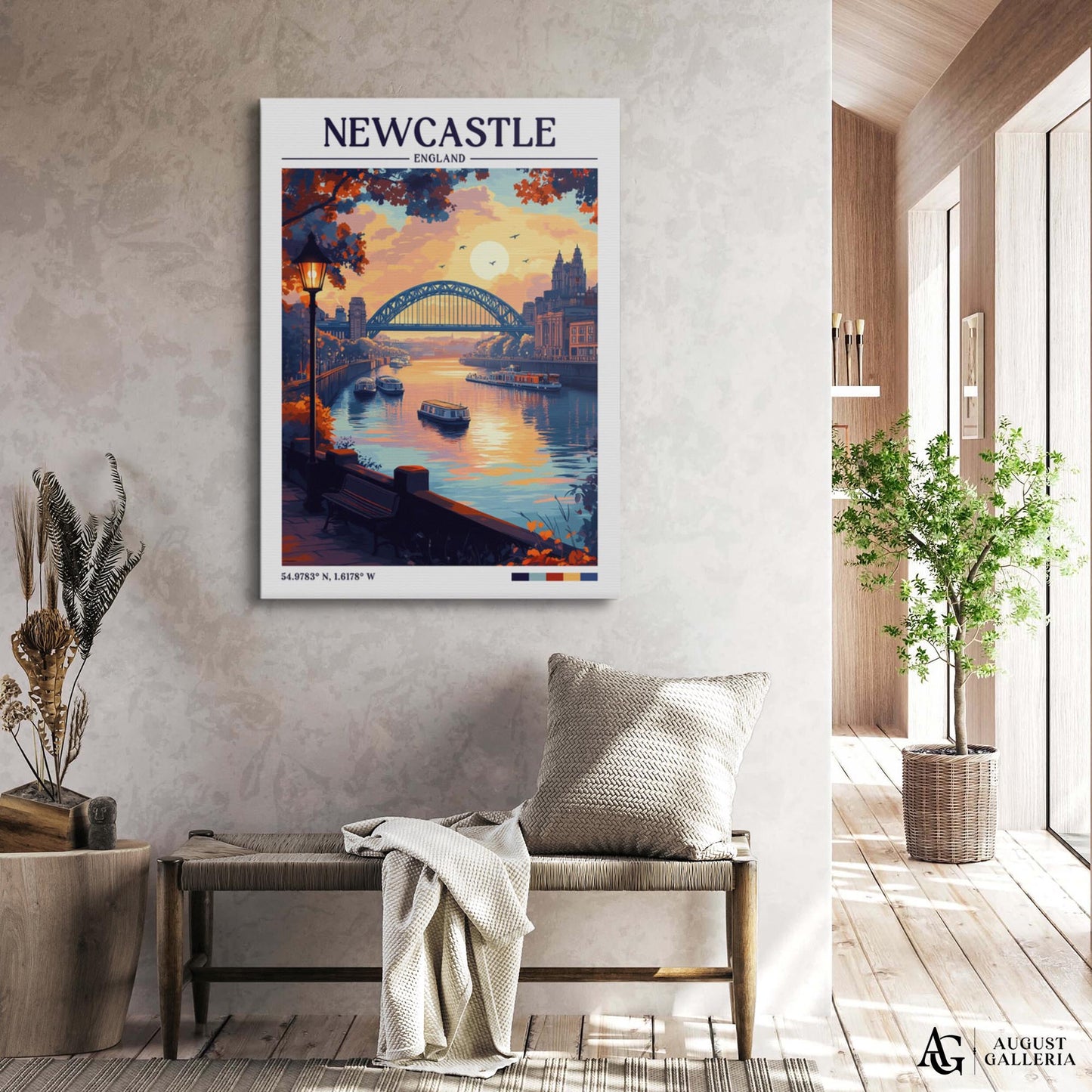Newcastle England Retro Travel Print