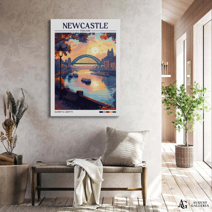 Newcastle England Retro Travel Print