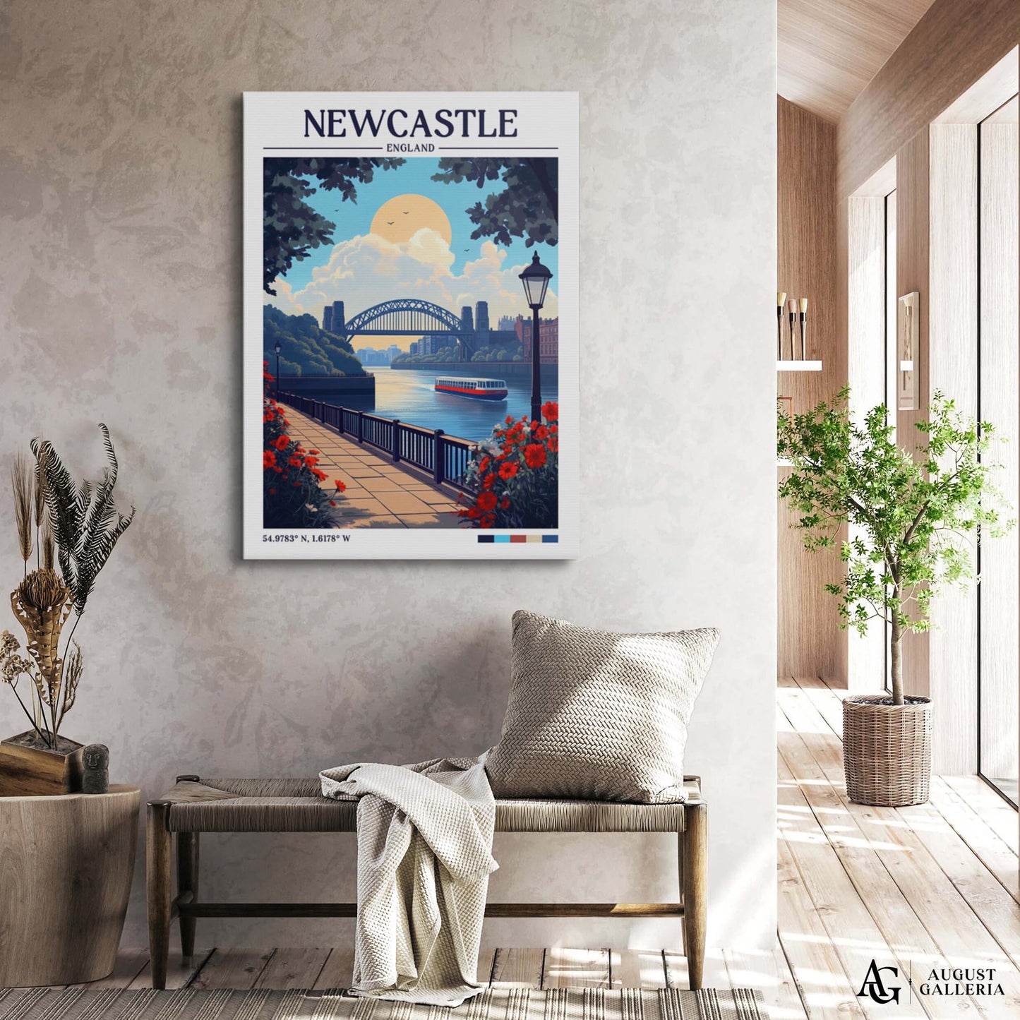 Newcastle England Retro Travel Print