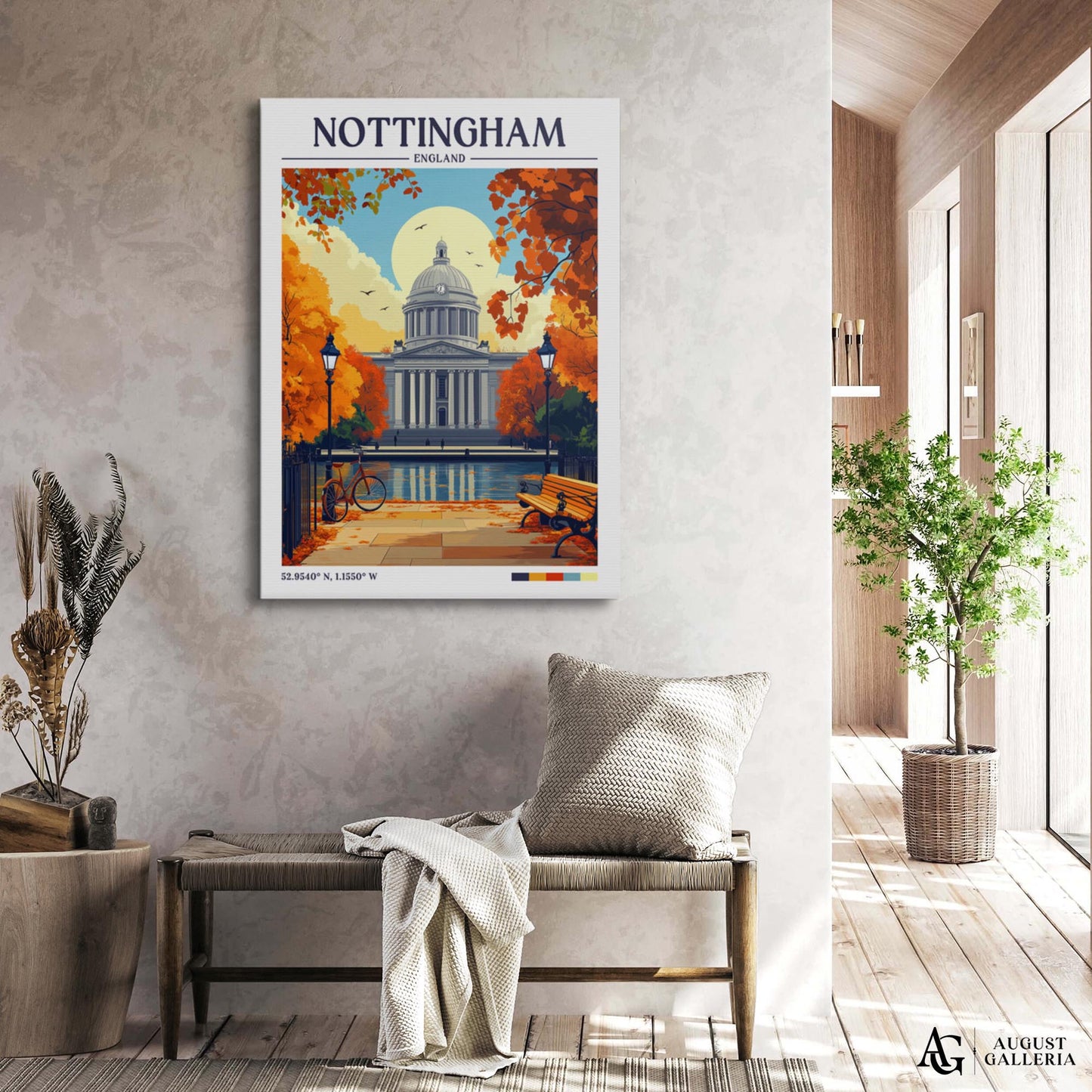 Nottingham England Retro Travel Print