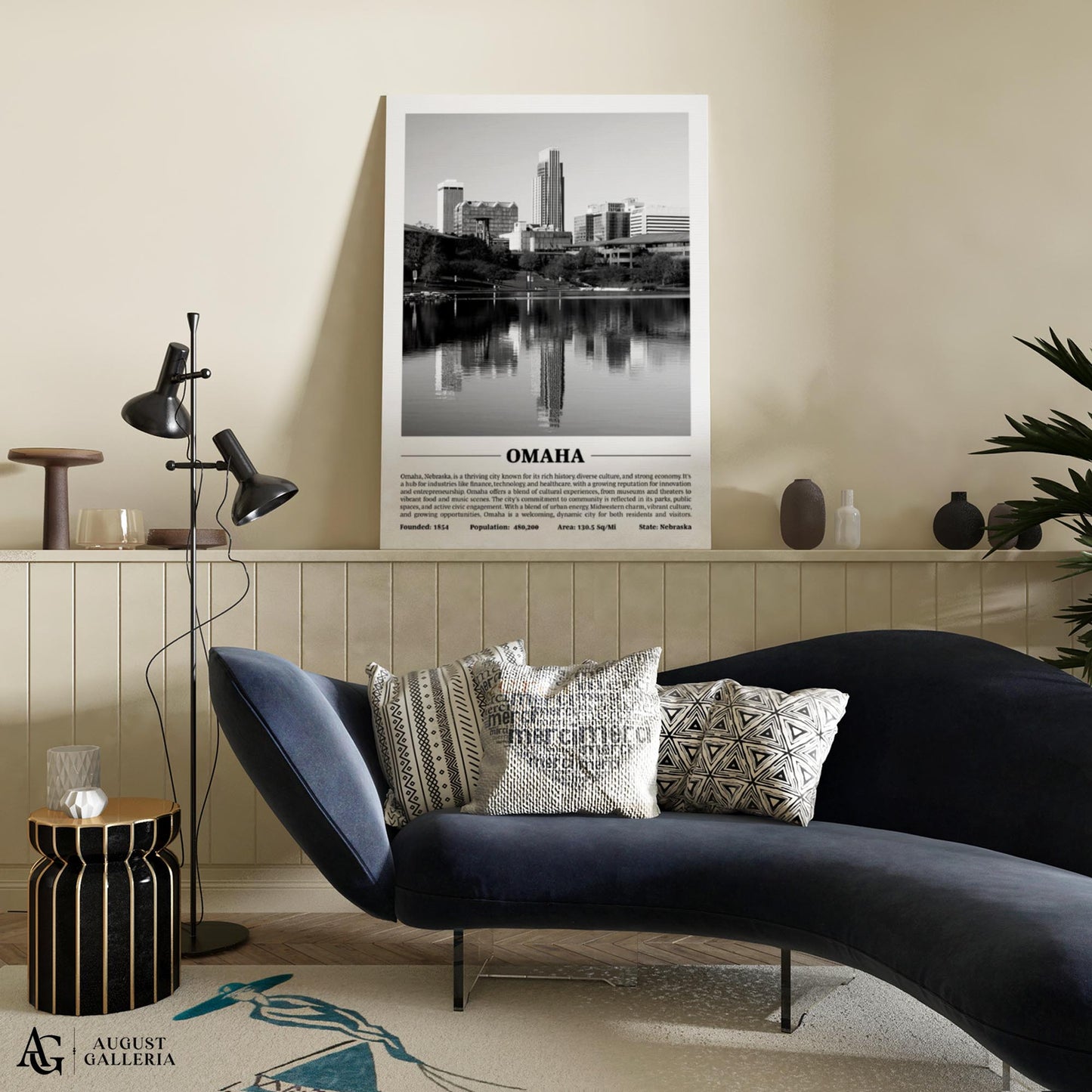 Omaha Black & White City Print
