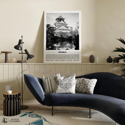 Osaka Black & White City Print