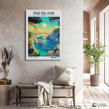 Pag Island Retro Travel Print