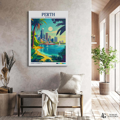 Perth Australia Retro Travel Print