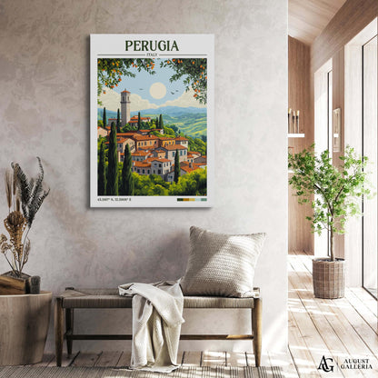 Perugia Italy Retro Travel Print