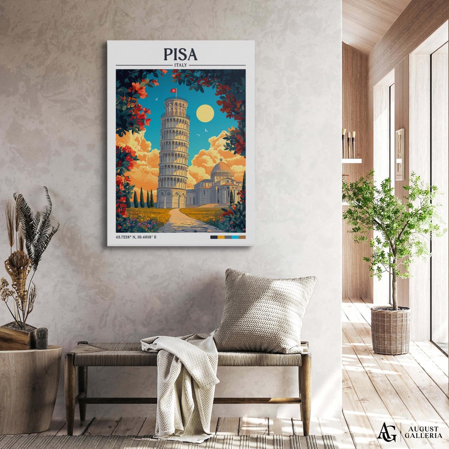 Pisa Italy Retro Travel Print