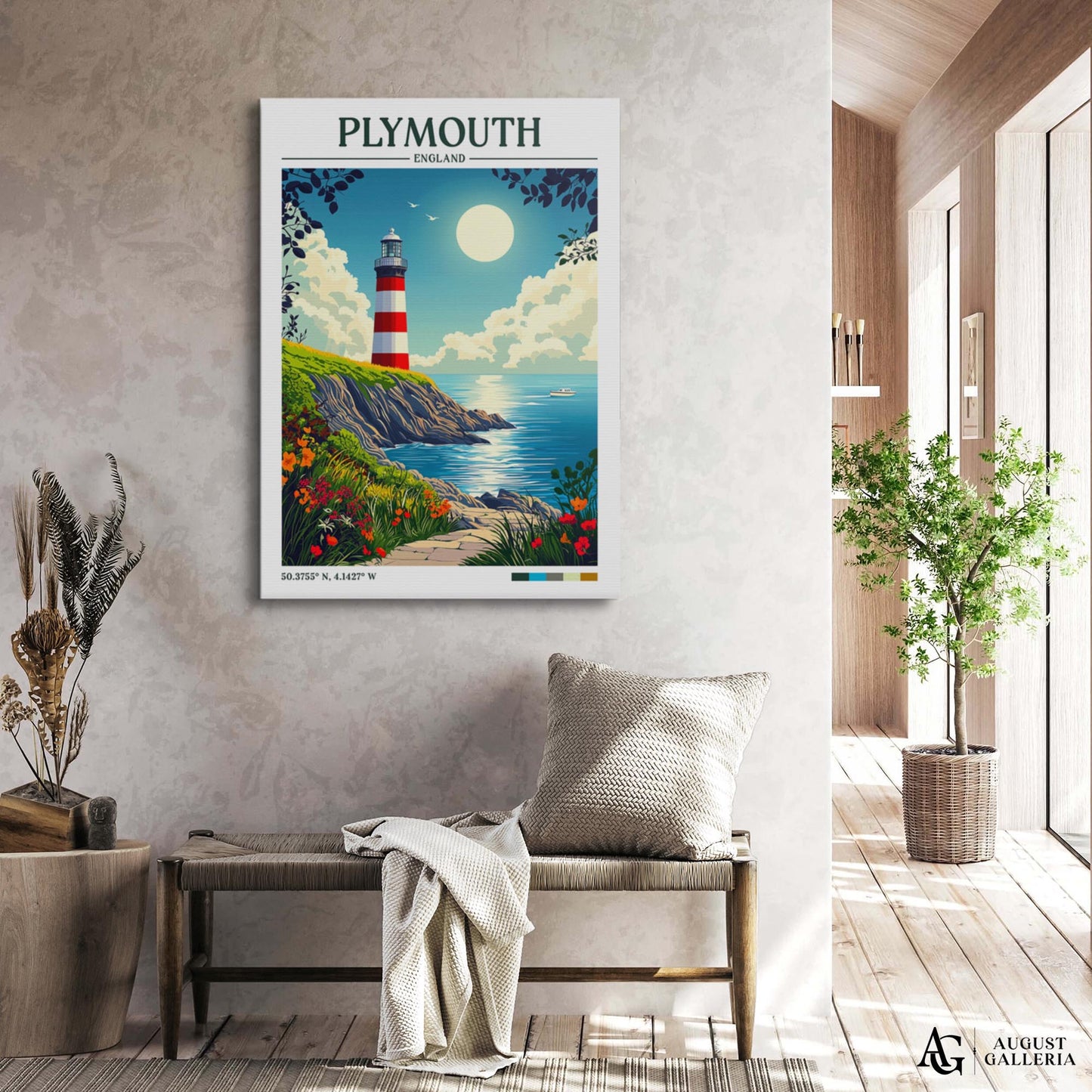 Plymouth England Retro Travel Print