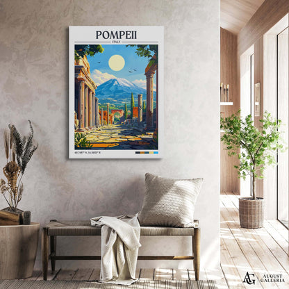 Pompeii Italy Retro Travel Print