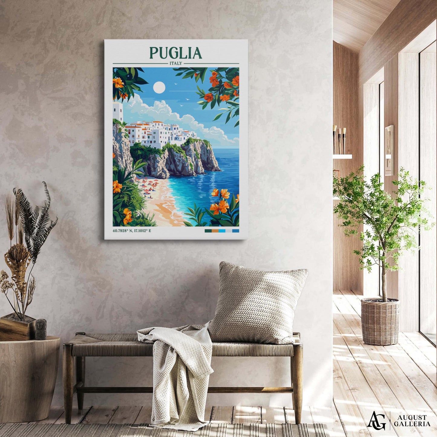 Puglia Italy Retro Travel Print