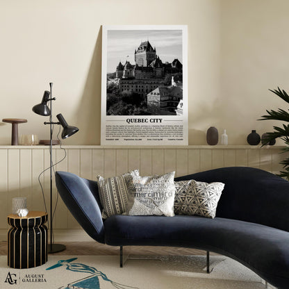 Quebec City Black & White City Print