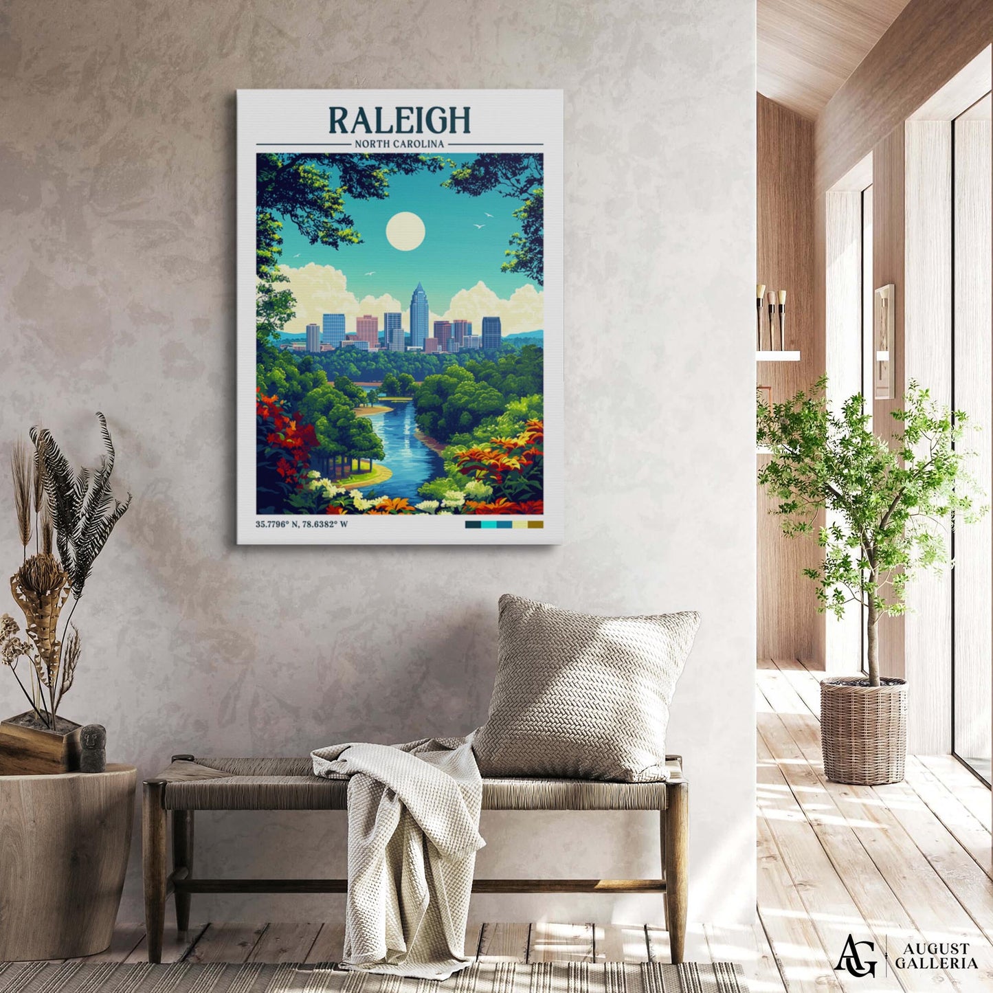 Raleigh North Carolina Retro Travel Print