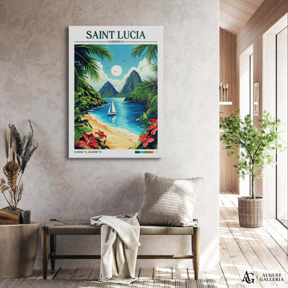 Saint Lucia Retro Travel Print