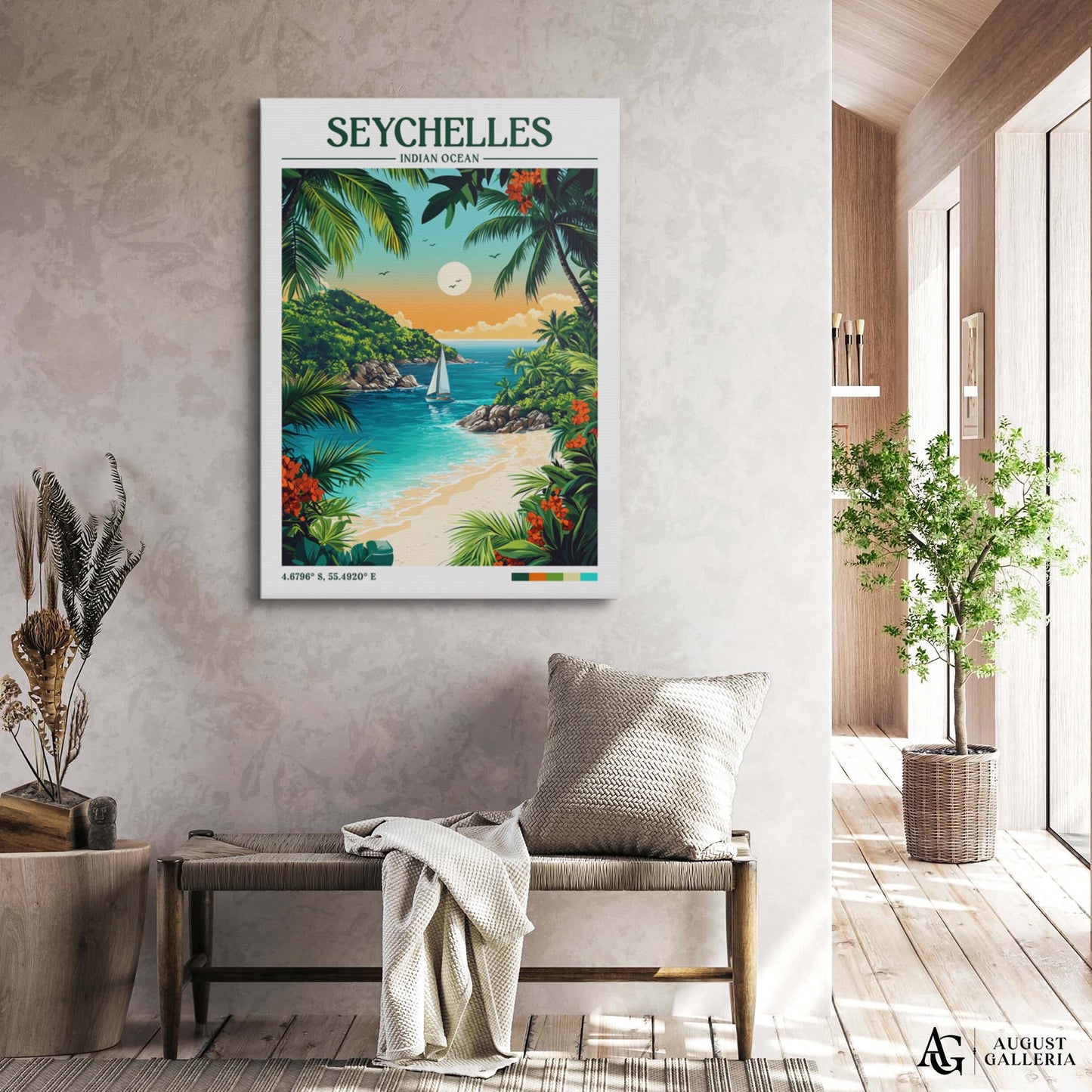 Seychelles Retro Travel Print