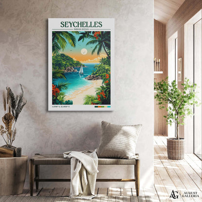Seychelles Retro Travel Print