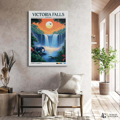 Victoria Falls Retro Travel Print