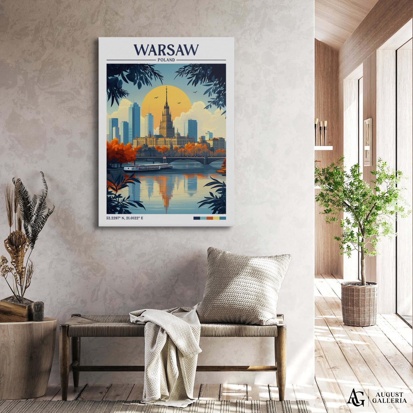 Warsaw Poland Retro Travel Print