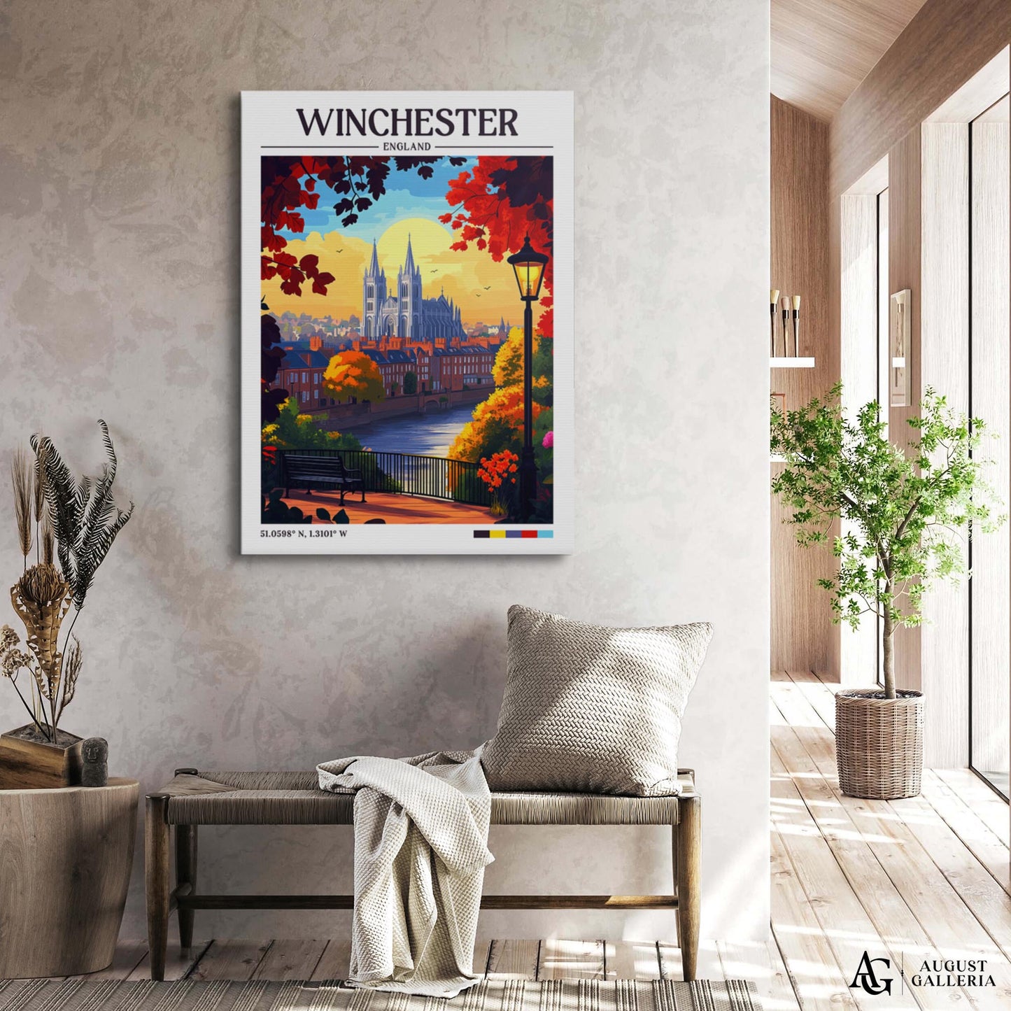 Winchester England Retro Travel Print