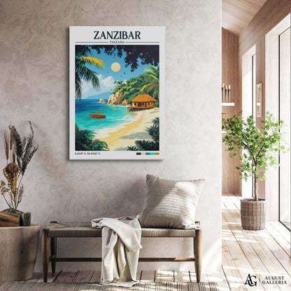 Zanzibar Retro Travel Print