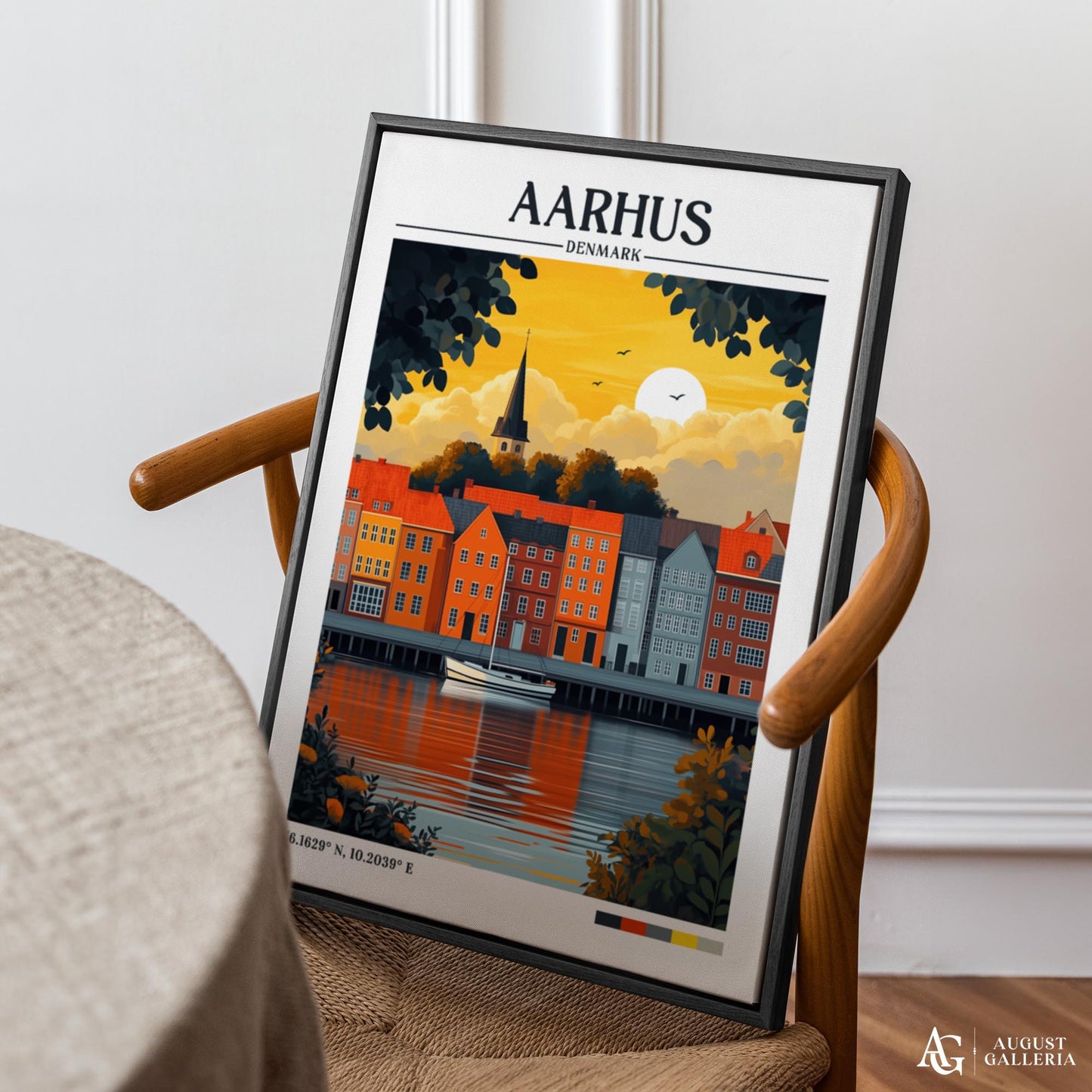 Aarhus Denmark Retro Travel Print