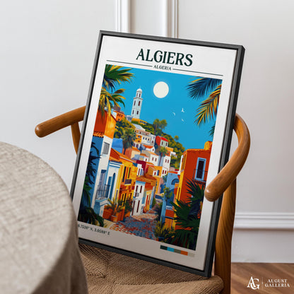 Algiers Algeria Retro Travel Print