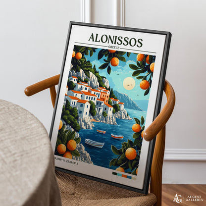 Alonissos Greece Retro Travel Print