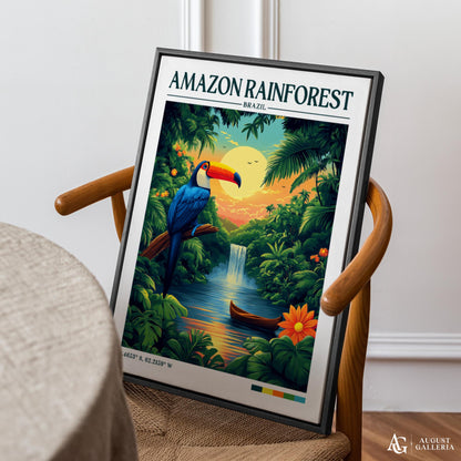 Amazon Rainforest Retro Travel Print